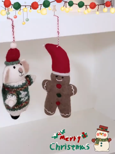 Plush Christmas Pendant Wool Crochet Christmas Tree Small Ornaments Christmas Decorations Car Pendants