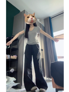 กางเกงขายาวทรงหลวมสีดำสำหรับผู้หญิงไซส์ใหญ่ กางเกงขายาวทรงหลวมเอวสูง ทรงหลวม ทรงเข้ารูป ทรงเข้ารูป สไตล์ทำงาน ทรงลำลอง