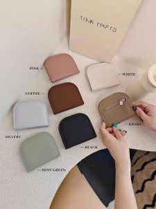 Mini Half-Circle Pure Color Wallet for Women Student Fashionable Simple Korean Japanese Style Card Holder PU Leather Wallet