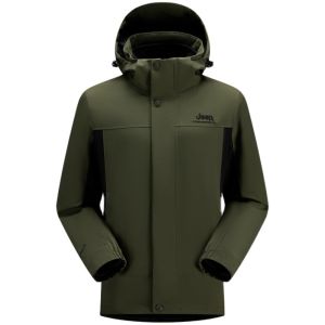 Jeep | Jeep Outdoor Three-in-One Fleece Lined Windproof Waterproof Professional Climbing Suit Mens Womens Color Block Adventure Clothing