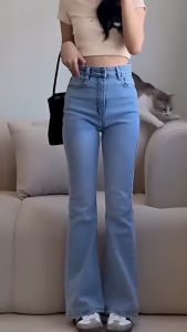 HighWaist Jeans Cutbray Celana Cutbray Wanita Cutbray Stretch Gaya Retro Kekinian