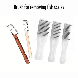 Stainless Steel Fish Scale Remover Brush Wooden & Plastic Handle Manual Fish Scaler Scraper Fast Descale Seafood Cleaning Tool N
