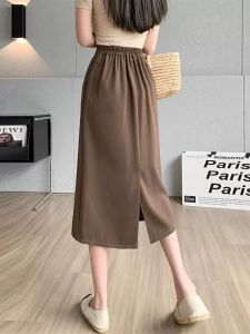High Waist A-Line Mini Skirt Womens Suiting Spring Autumn Fashion Split Zipper Style Korean Version Midi Skirt