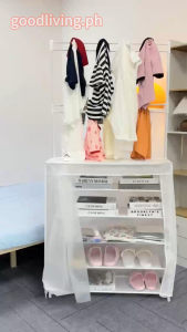 Large Capacity Multi-layer Stand Indoor Shoe Rack Dust-proof Coat Hook Stand Home Multi-functional Shoe Hat Stand Floor-standing