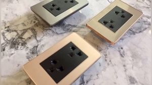 RUMOS PLUS Switch 2 Gang 1 Way Aluminium Frame