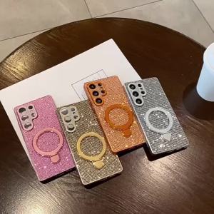 Luxury Bling Diamonds Lens with Stands Case For Samsung Galaxy S26 Ultra S25 S24 S23 Plus FE A57 A07 A56 Full Protection Cover