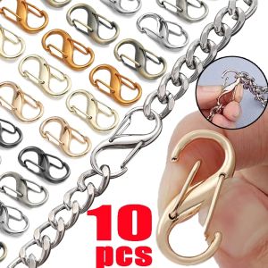 5/10pcs Metal S-shaped Hooks Double-button Metal Clip Necklace Extension Linker Luggage Chain Clips Push Switch Fastener Link Hook