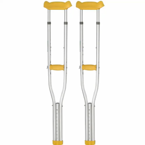 304 Stainless Steel Adjustable Double Crutches w/ Cushioned Pads & 4-Height Settings - Medical Support
