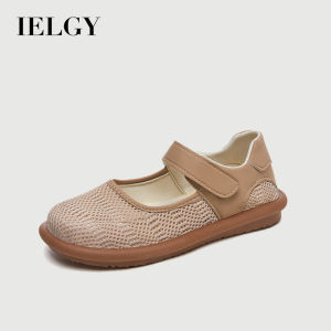 Ielgy 2025 phụ nữ da Đen mùa xuân thoáng khí đế mềm không lốp đơn giản Ống giày vải con la