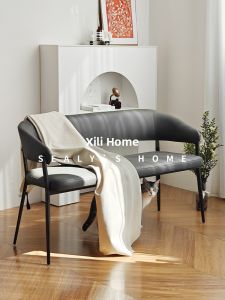 Modern Simple Rectangle Soft Padded Dining Chair Backrest Long Barstool Luxury Double Person Home Restaurant Furniture