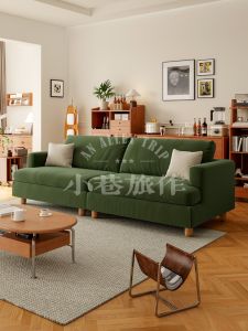 Retro Style Corduroy Sofa Detachable Washable Small Apartment Nordic Minimalist Style Fabric Couch by Little Alley Traveler