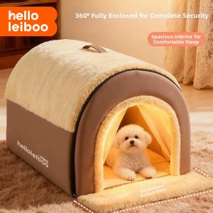 HELLOLEIBOO | Small Dog Winter Warm Enclosed Washable Dog Bed