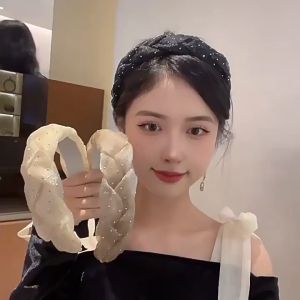 Cài tóc thắt bím vải đính kim sa sang trọng phong cách cổ điển