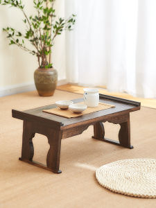 Japanese-Style Solid Wood Computer Desk Low Table Bed Dormitory Foldable Balcony Bay Window Tatami Table Small Coffee Table
