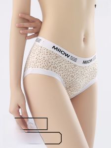 MiiOW | Pure Cotton Antibacterial Cat Print Underwear Womens Seamless Triangle Panties Mid Waist Design Comfortable Breathable Briefs