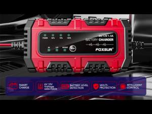 FOXSUR 6V 12V Full Intelligent Battery Charger LCD Display Smart Pulse Repair Charge Car Motorcycle AGM GEL Lead-Acid Batteries