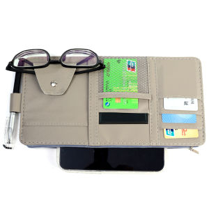Universal Car Sun Visor Clip Storage Card Holder Bag Multiple Pockets Interior Organizers Car PU Leather Storager Bag