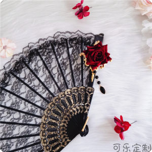 Elegant European Style Foldable Fan Cosplay Photography Prop with Beautiful Rose Design for Dance Props Fashion Accessories