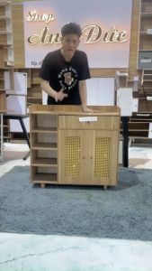 Tủ đựng giày cánh mây phong cách Hàn Quốc sức chứa lớn chất liệu gỗ công nghiệp dày dặn 12mm