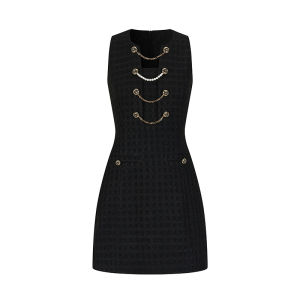 oshea | Đầm Đen Ngắn Tay Vintage Pháp
