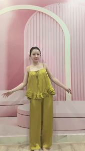 Đồ Ngủ Nữ HEUN YOUNG Bộ Lụa 2 Dây Quần Đùi Phối Bèo Lụa Latin Mềm Mịn Mặc Nhà Dễ Thương 45-65kg