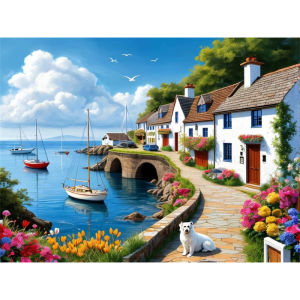500/1000/1200/2000PCS Jigsaw Puzzle Town Seaside House Street Landscape Art For Adults Great Weekend Relaxation And Family Fun