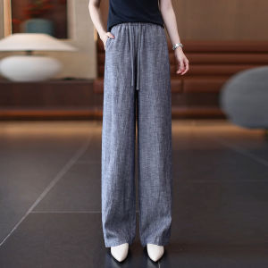 XIANGHOUMINCHU | Straw Yellow Breathable Leisure Linen Pants for Women
