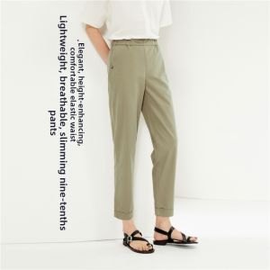 Giordano | Summer New Thin Casual Cotton Stretch Waist Womens Capri Pants