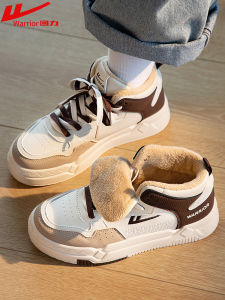 Womens Cotton Shoes Winter Warm Fleece Lined High Top Sporty Versatile Casual Cross Laced Color Block Shoes round Toe Flat