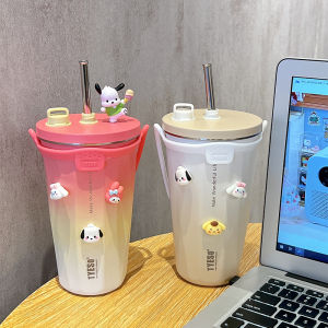 Tyeso Stainless Steel Insulated Water Bottle Straw Office Coffee Cup Womens New 2025 High Aesthetic Ice Dominating Cup