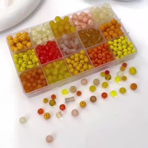 20pcs Orange Yellow Color Series Multi-Style Glass Spacer Loose Beads for DIY Making Jewelry Bracelets Necklaces Accessories