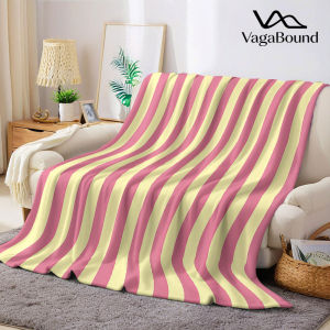 BILIBILI | Pink Yellow Vertical Stripe Flannel Blanket Warm Soft Halloween Christmas Decorative Couch Warm Cozy All-Season Gift