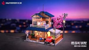 City Architecture 1935Pcs Japanese Style Villa Cherry Blossom Tree Building Blocks Sakurafall Town Villa MOC Bricks Toy Kid Gift