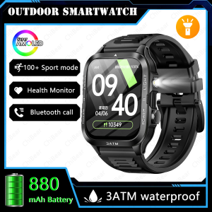 Đồng Hồ Thông Minh GPS Quân Sự Dành Cho Nam Pin 800mAh Chống Nước 3ATM Cuộc Gọi Bluetooth Thiết Bị Theo Dõi Thể Thao Ngoài Trời Có Đèn Pin & Máy Đo Nhịp Tim