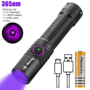 Alonefire | Blacklight 365nm UV LED Flashlight USB Rechargeable Torch Cat Dog Stain Pet Tinea Money Porcelain Ore Jade Check Scorpion Lamp