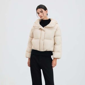 S·DEER | Áo Khoác Lông Vũ Dài Tay Hooded 90% Down cho Nữ