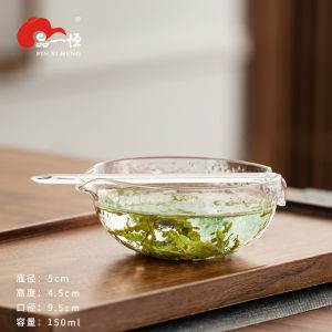 Green Tea Brewing Glass Bowl Hammer Patterned Tea Set Fair Cup Tea Ocean Vintage Style Heat Resistant Handmade Craft