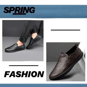 LHShoess พร้อมส่ง รองเท้าคัทชูผู้ชาย งานแฟชั่น วัสดุหนังเทียม รองเท้าน้ำหนักเบาไม่หนาไม่แข็งใส่สบาย มี 2 โทนสีเข้มให้เลือกใส่ทำงานเที่ยวออกงานได้เลย