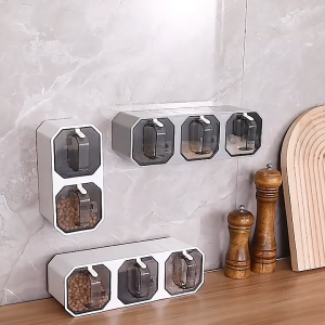 ViRYN Seasoning Box Kitchen Proof Plastic Wall Hanging Spices Salt Cooking Seasoning Jar