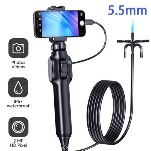360° Articulating Borescope 5.5mm 1080P HD Endoscope Camera with Steerable Probe Flexible Snake Inspection Scope for IOS Android