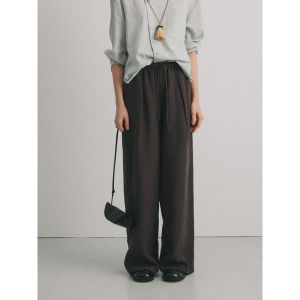 Linen and Tencel Loose Waist Casual Trousers