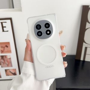 Ultra-Thin Magnetic Absorption Charging Ice Crystal Transparent Protective Case for OPPO Find N5 Foldable Phone Shell Mens Womens Full Cover Anti-Fall Hard Shell