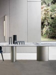 โต๊ะรับประทานอาหารหินอ่อนหรูหราทันสมัย เรียบง่าย ห้องนั่งเล่นในบ้านนักออกแบบระดับไฮเอนด์สร้างสรรค์โต๊ะอาหารค่ําสี่เหลี่ยมผืนผ้าอิตาลีเรียบง่าย