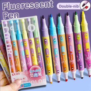 ชุดปากกาโน้ตสองด้าน6สีชุดปากกาเน้นข้อความความจุขนาดใหญ่สำหรับการวาดภาพกราฟฟิตีการเขียนพวงกุญแจ