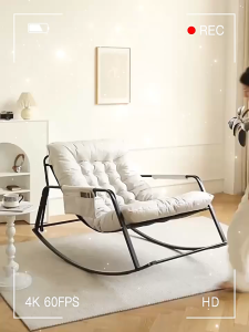 Nordic Style Double Recliner Rocking Chair Steel Frame Sofa for Nap & Balcony Lazy Living Room Furniture