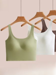 MiiOW | Womens Integrated Strap Vest U-Back Bra Base Tank Top Short Sleeve Inner Wear Outer Wear With Chest Pad MiiOW Cat Person