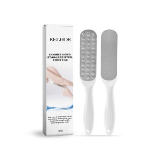 EELHOE Double Sided Stainless Steel Foot File Household foot care tools gently remove calluses and keratin for daily care Double Sided Stainless Steel Foot File Double-sided Metal Foot File Double Sided Foot File