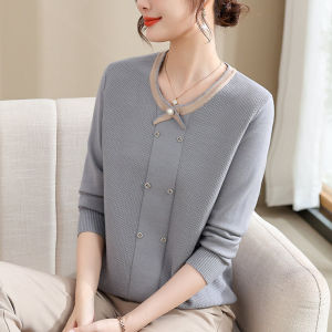 Trang Phục Mùa Thu Cho Mẹ Mẫu Mới Xuân Thu Áo Mặc Trong Dệt Kim Trang Phục Nữ Trung Niên Và Già Áo Len Áo Len Nữ Dễ Phối Trẻ Trung Thời Trang