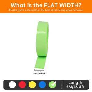 3/5M Fruit Green PVC Heat Shrink Tube Width 15 - 110mm 18650 Lipo Battery Pack Insulated Cable Sleeve Battery Wrap Protect Film