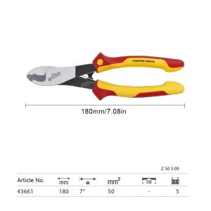 Wiha | Wiha 43661 180mm 1000V VDE Industrial Cable Cutter Switchable Opening Spring Pliers Professional Electrician Hand Tools